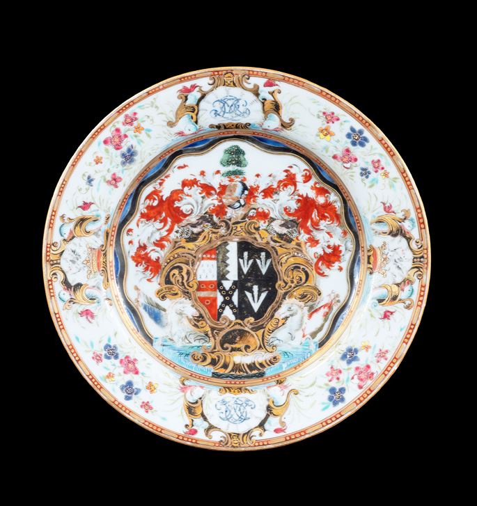 Chinese armorial dinner plate, Arms of Okeover | MasterArt